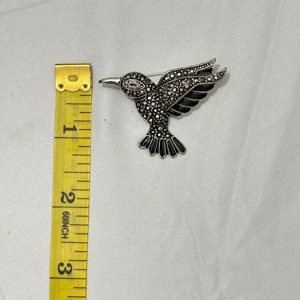 Vintage Marcasite Bird Brooch, Hummingbird, Sparkling Costume Jewelry